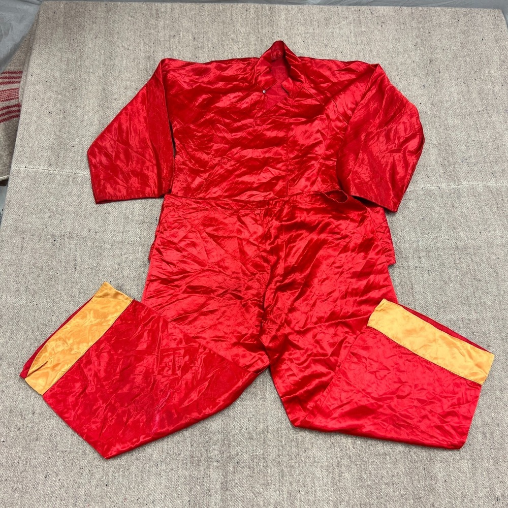 Vintage Chinese Silk Set Red Antique Robe Pants